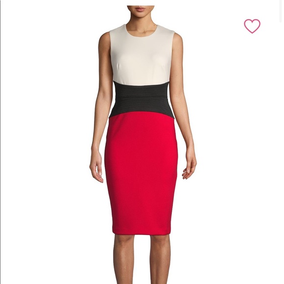 calvin klein red and black dress